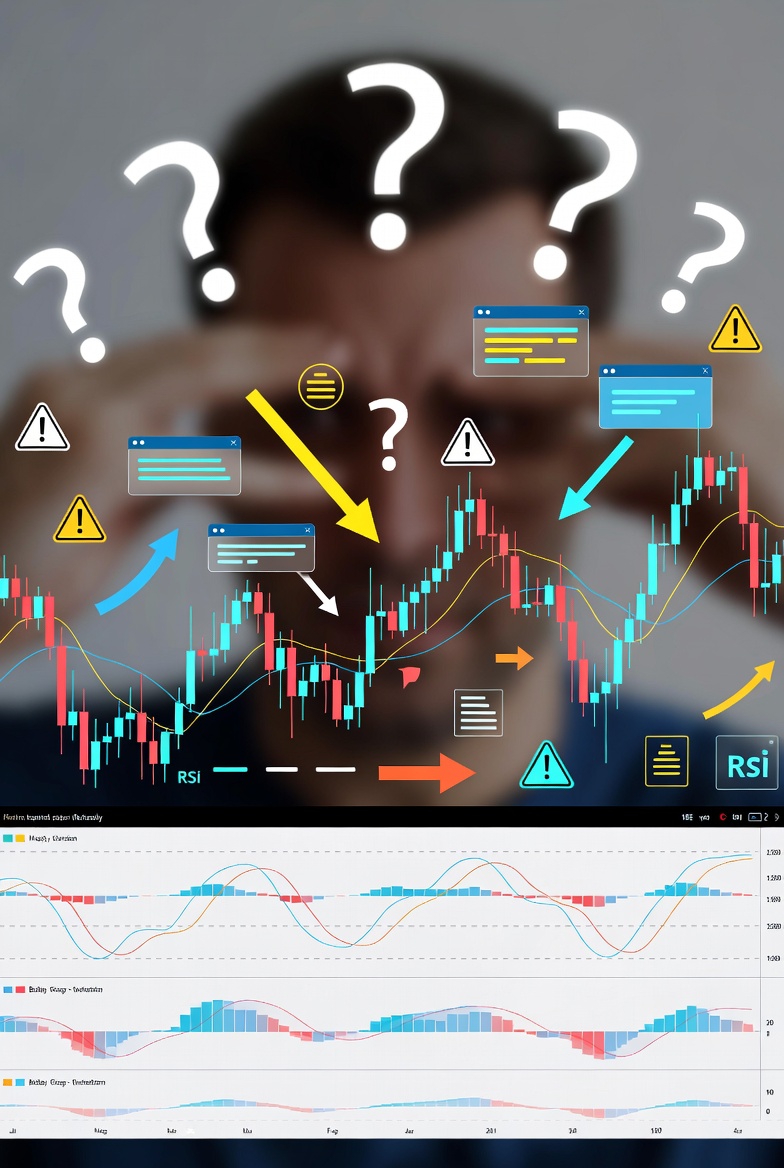 Cluttered Trading Chart with Too Many Indicators